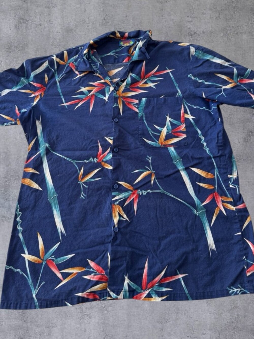 Vintage 80s 90s Hawaii Blues Mens L Hawaiian Shirt USA Made Cotton Tropical